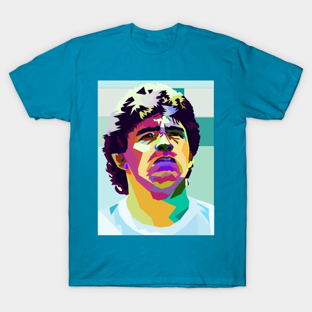 Diego Maradona WPAP with Background T-Shirt by Rumah Animaton